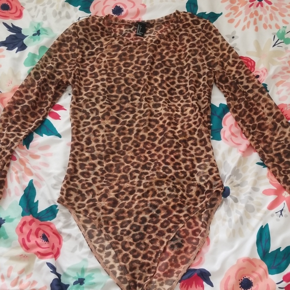 Forever 21 Mesh Leopard Bodysuit